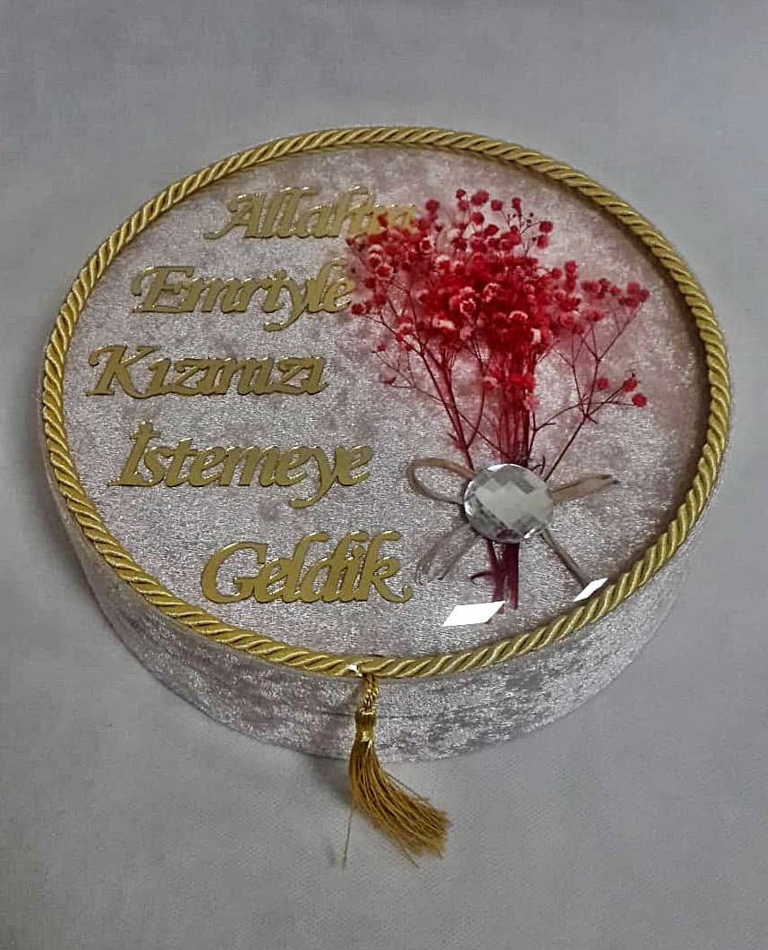 ALLAHIN EMRİYLE KIZINIZI İSTEMEYE GELDİK KADİFE KUTU PEMBE
