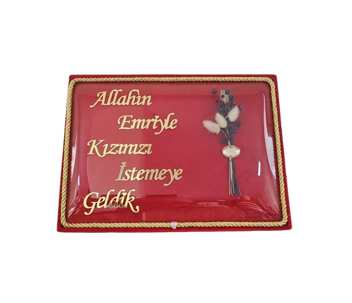 ALLAHIN EMRİYLE KIZINIZI İSTEMEYE GELDİK KADİFE KUTU DİKDÖRTGEN  KIRMIZI
