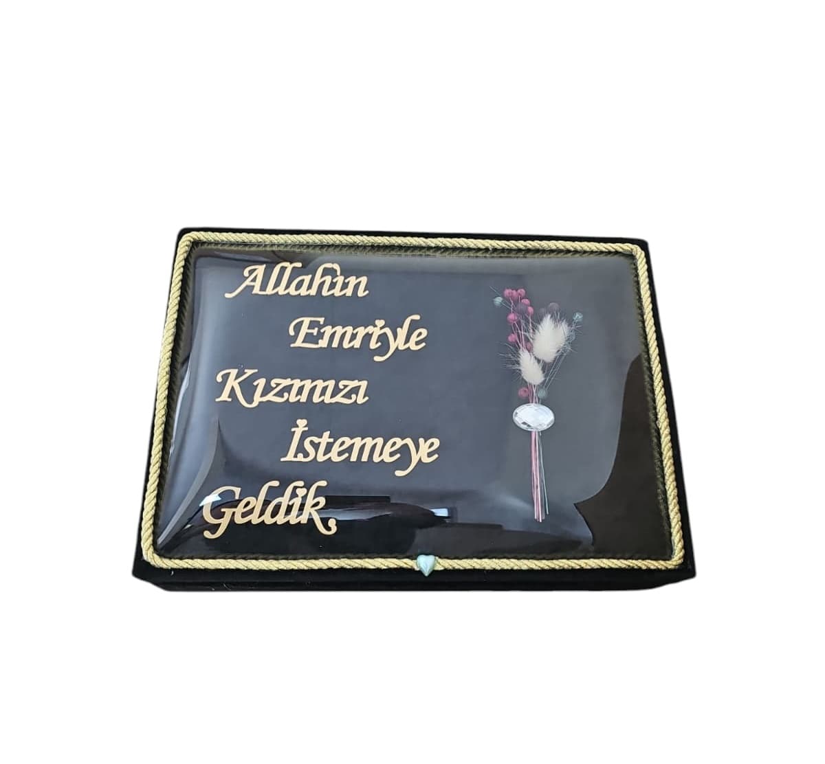 ALLAHIN EMRİYLE KIZINIZI İSTEMEYE GELDİK KADİFE KUTU DİKDÖRTGEN SİYAH