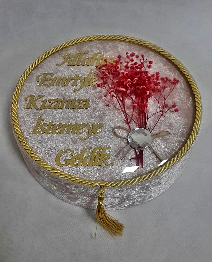 ALLAHIN EMRİYLE KIZINIZI İSTEMEYE GELDİK KADİFE KUTU PEMBE
