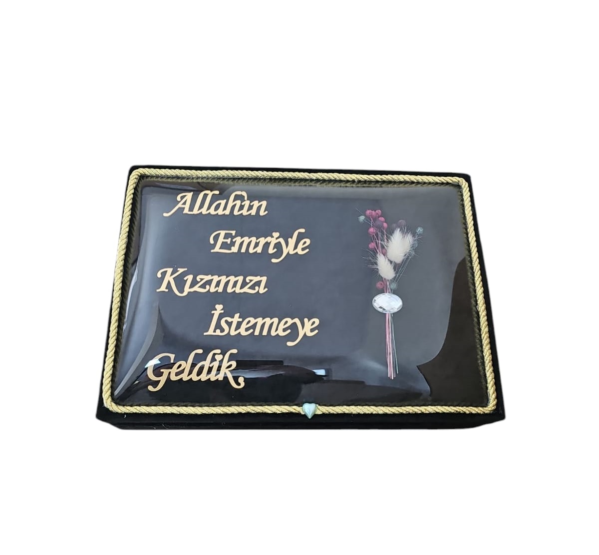 ALLAHIN EMRİYLE KIZINIZI İSTEMEYE GELDİK KADİFE KUTU DİKDÖRTGEN SİYAH